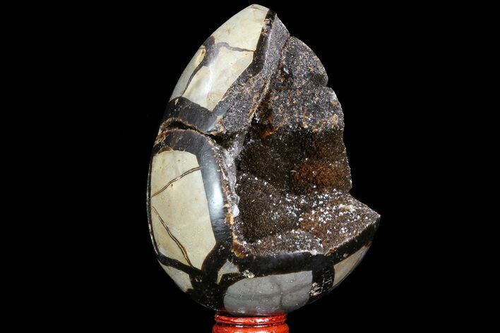 Septarian Dragon Egg Geode - Black Crystals #71995